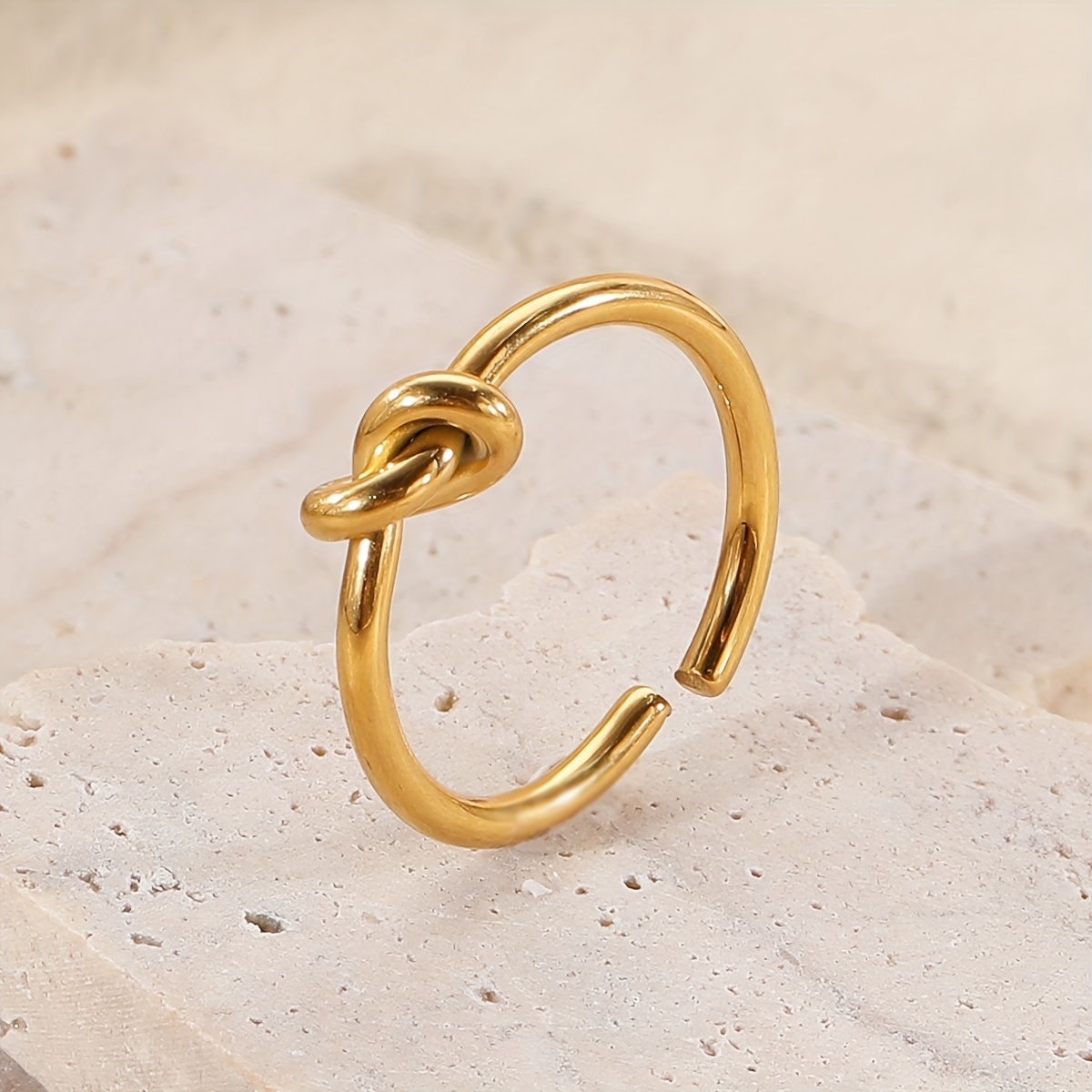Stainless Steel Knotted Open Ring for Daily Wear