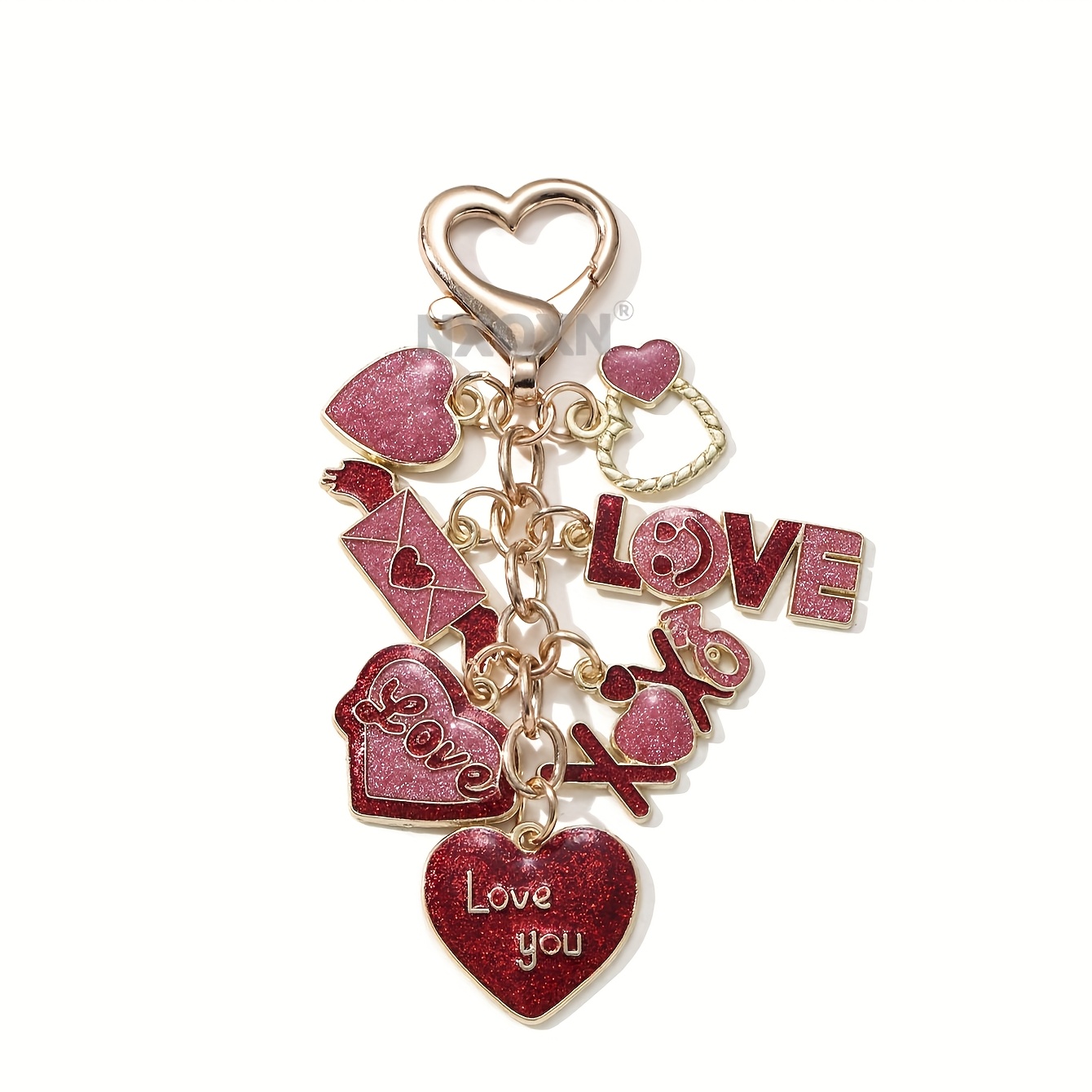 TEMU Llavero de pareja a con , etiqueta de sobre con LOVE, colgante de aleación, dije de bolso versátil para regalo de San Valentín