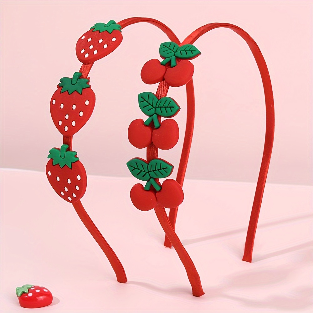 2pcs/1pc Cute Strawberry And Cherry Headband For Girls Mini Strawberry And Cherry Decor Headband Hair Accessories For Teens Girls