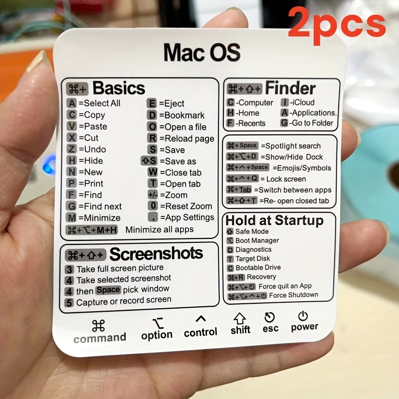 2pcs Os & Word/excel Shortcut Sticker, 8.0cm X 8.0cm Quick Reference Guide - Durable Paper, Compatible With 33.02-40.64cm For Pro, M1+, Essential For