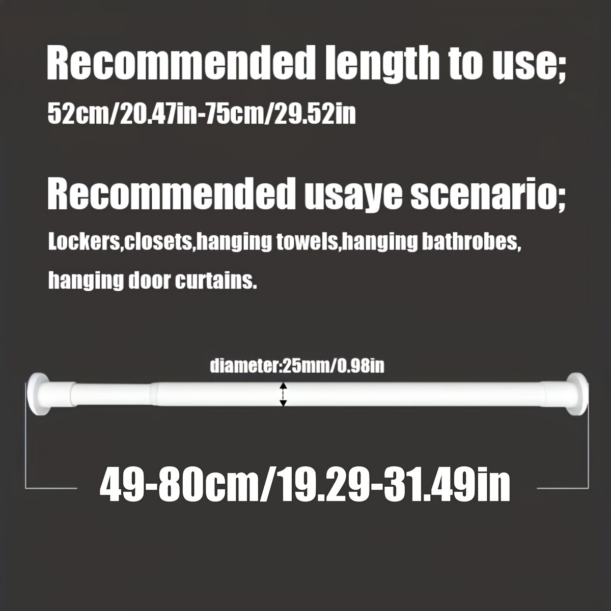 1pc No-drill Telescopic Rod With Built- - Strong Gravity Support For Shower Curtains, Drying Racks, Window Treatments, Roman Rods & Wardrobe Support Sinterklaas