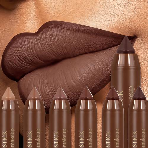 6 color chocolate soft matte lipstick gradient smudge lip liner rich and dense texture long lasting and vibrant