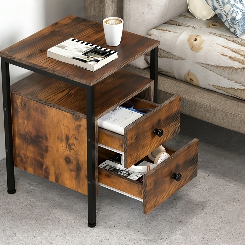 Vintage Industrial Wood Grain 5-drawer Dresser With Black Metal Legs - Compact 24" X 15.7" X 15.7" Storage Cabinet, Versatile Sideboard & File Cabinet For Bedroom, Living Room & Hotel, Accent Base