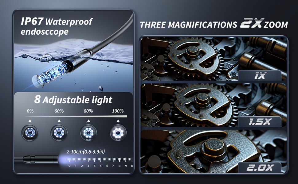 Endoscope Camera with Light 4.3 "IPS Screen, 1080P High Definition, 8 LED Lights, 3.3ft, 16.4-foot Semi-rigid Wire Endoscope, IP"67" Sewer Endoscope (accessories Can Be Purchased Separately, Buy Endoscope And Get Accessories for Free), Men's Tools 13