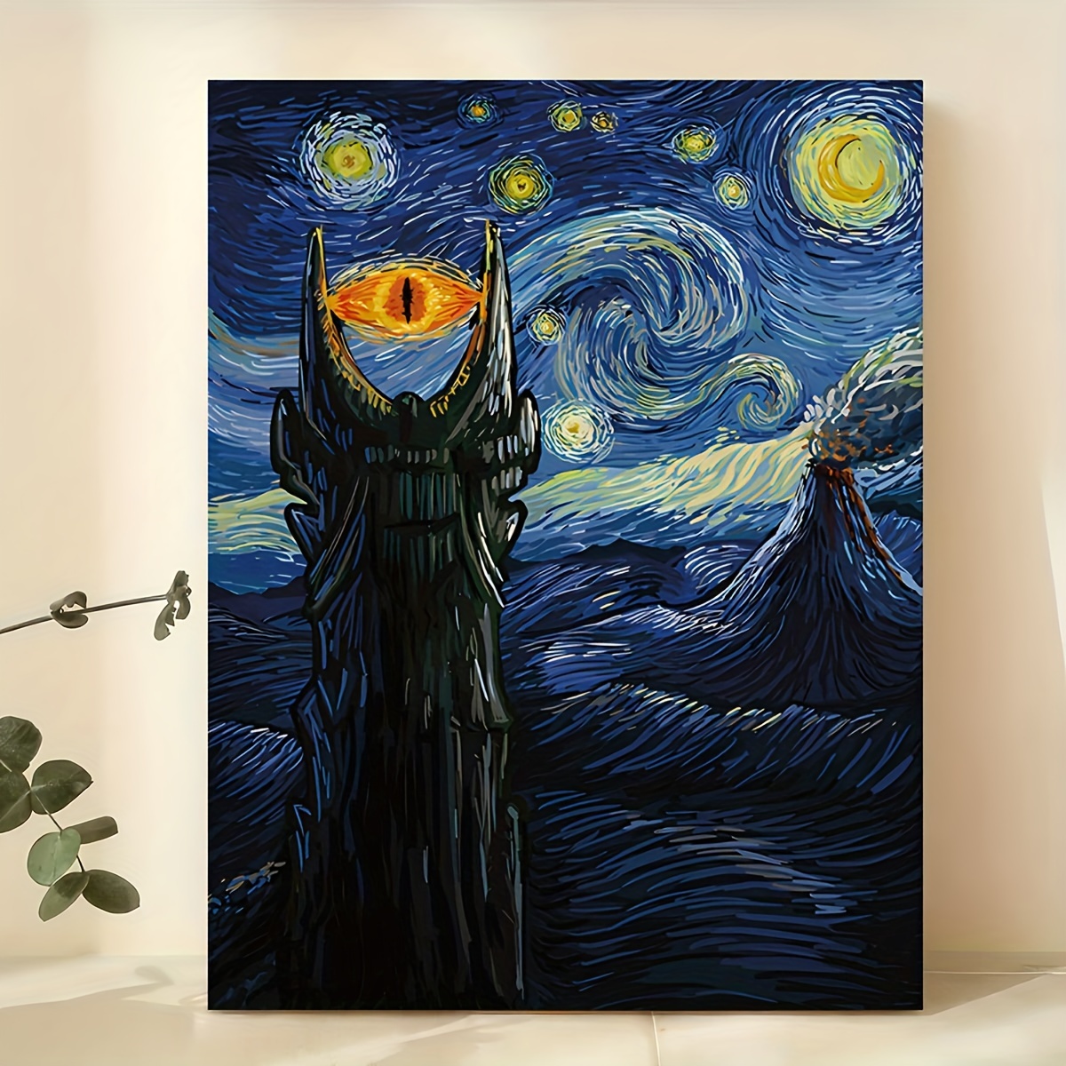 

Room Decor 1pc, Of The Rings Inspired Van Starry Night Canvas Art Print, Wall Decor For Living Room And Bedroom, 11.8x15.7 Inches, Canvas Material