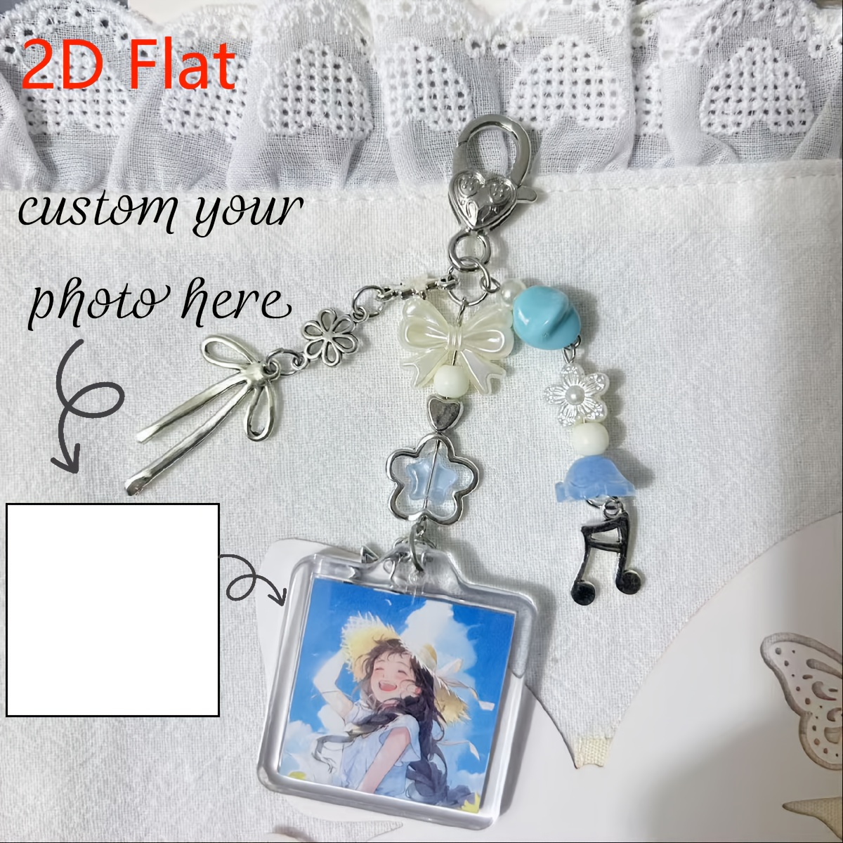 TEMU 2d Flat, Customized 2d Flat Acrylic Comic Photo Frame Keychain, Fashionable, Versatile, Cute And Niche Key Accessory Bag Buckle, 2d Flat