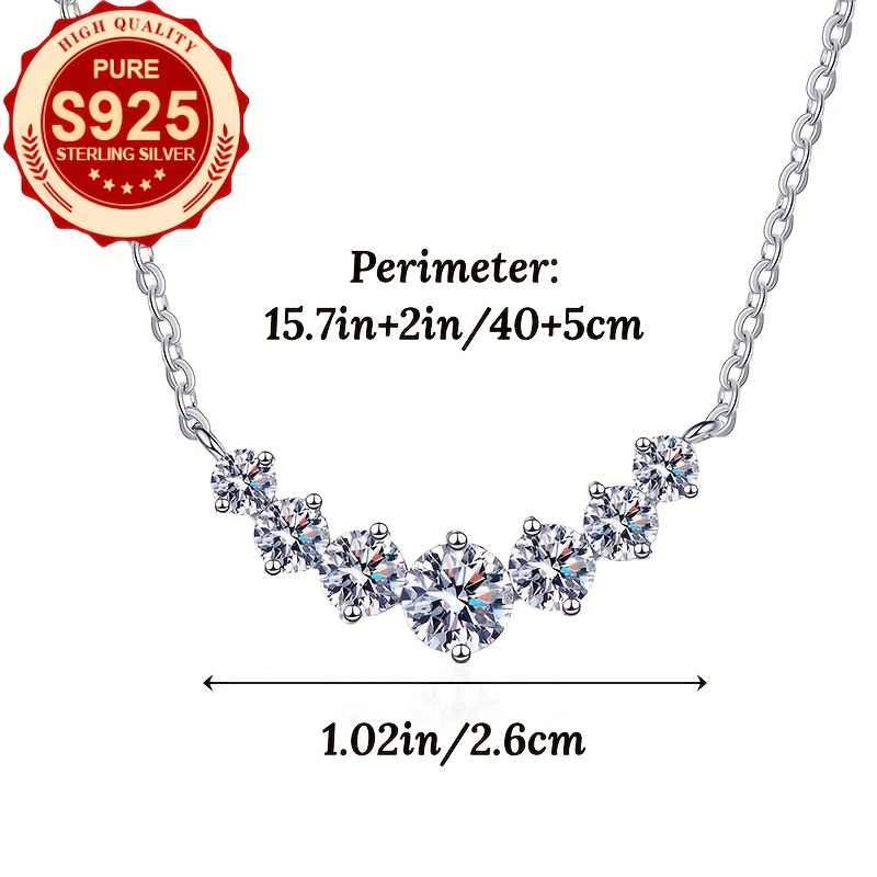 S925 Silver Seven Princess Necklace with Synthetic Zirconia