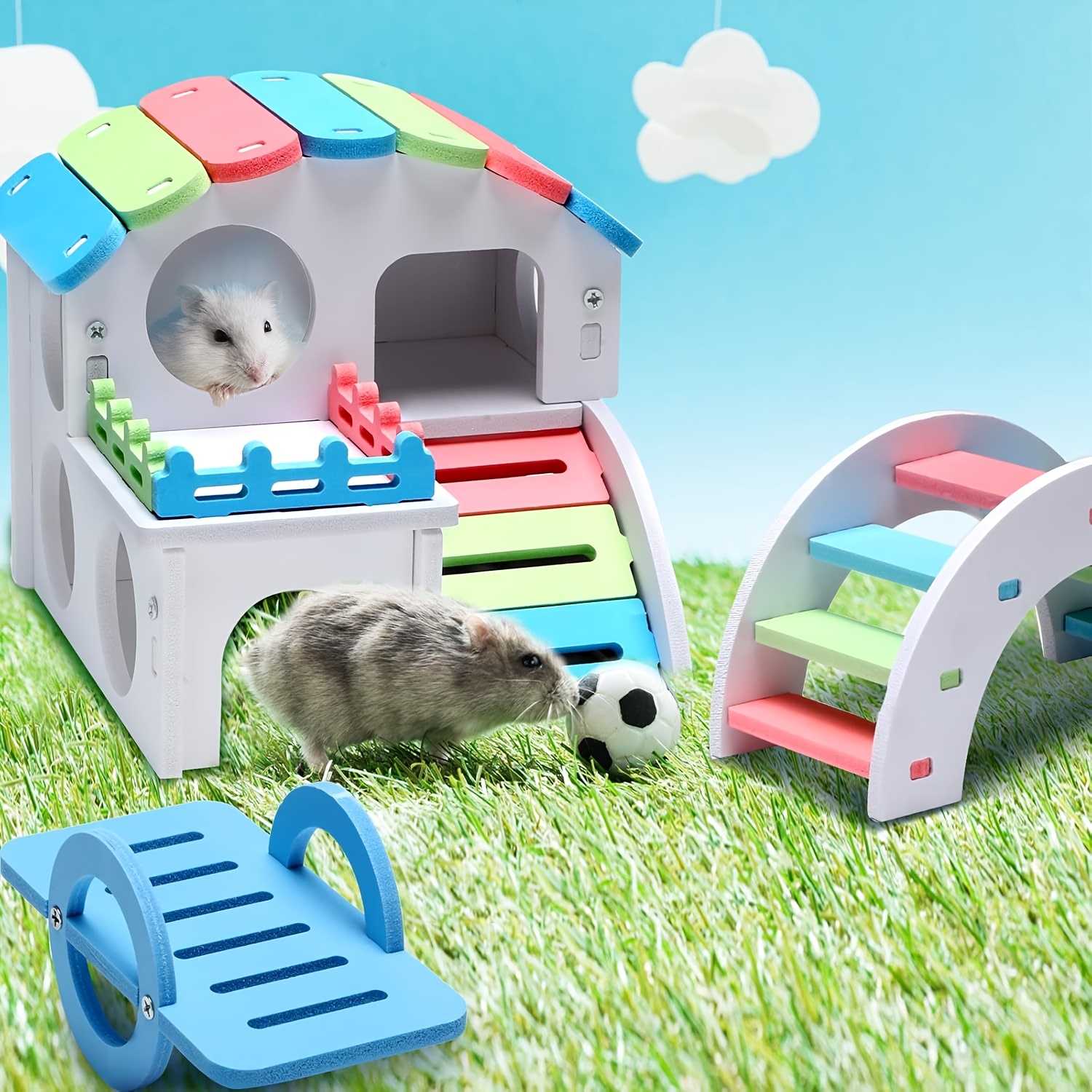 

3pcs Diy Pet Furniture Set Hamster Swing