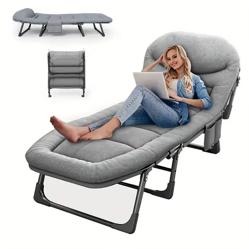 sleeping cots camping cots for adults 6 adjustable foldable poldable folding cot with blanket 550lbs heavy duty cot bed for camp office