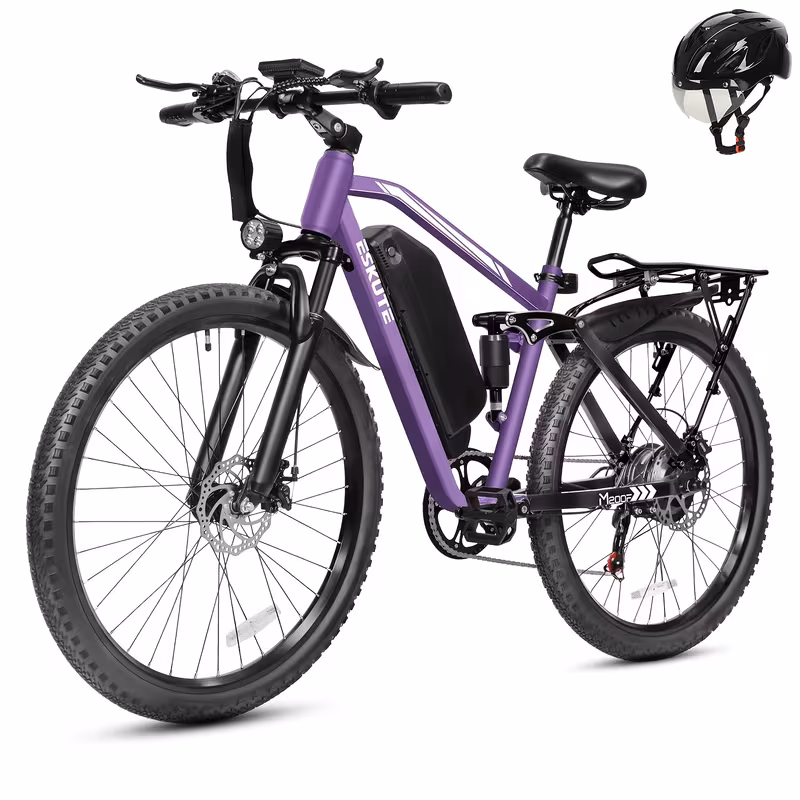 m200f electric bike for adults, 27. e-bike, brushless motor, 48 .8ah up to 80 miles range, full suspension step-over electric bicycle and a helmet included as a gift Product details 1