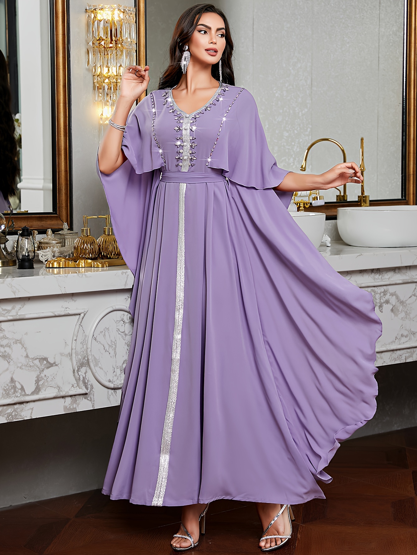 strapless open back dress Purple Lightweight Scarf Shawl Women main image 1