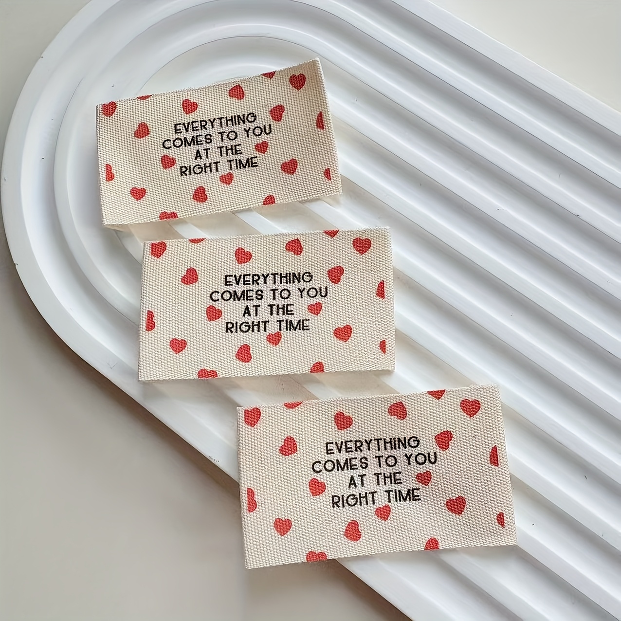 Small Heart Pattern Printed Weave Cloth Label Sewing Additions Handcraft Supplies