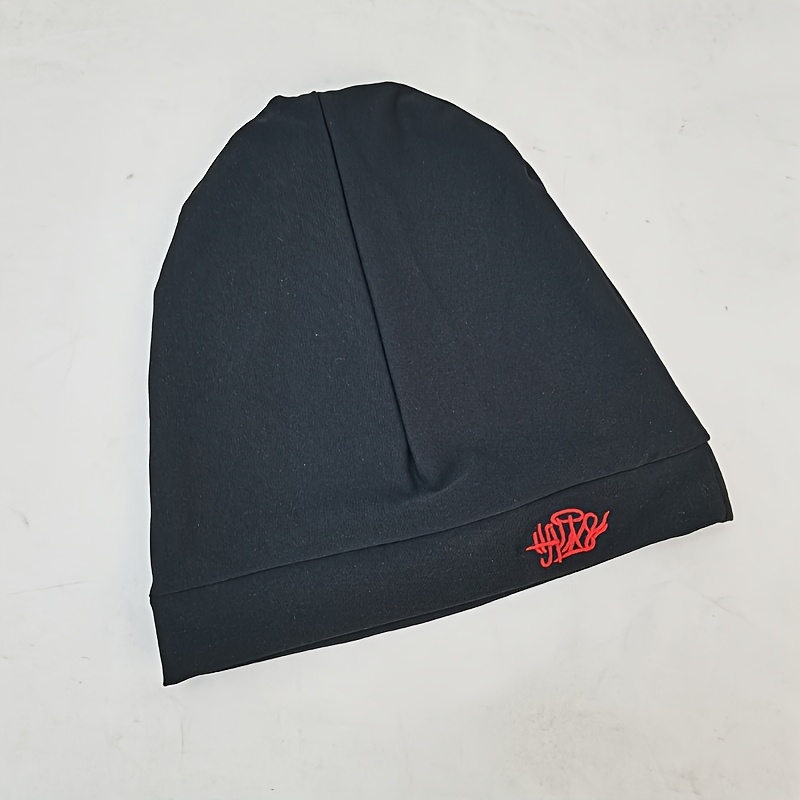 TEMU Embroidered Brimless With Elastic Lightweight Embroidery - Black | Adjustable Closure, Perfect For Streetwear, Hip-hop, Outdoor Activities, And