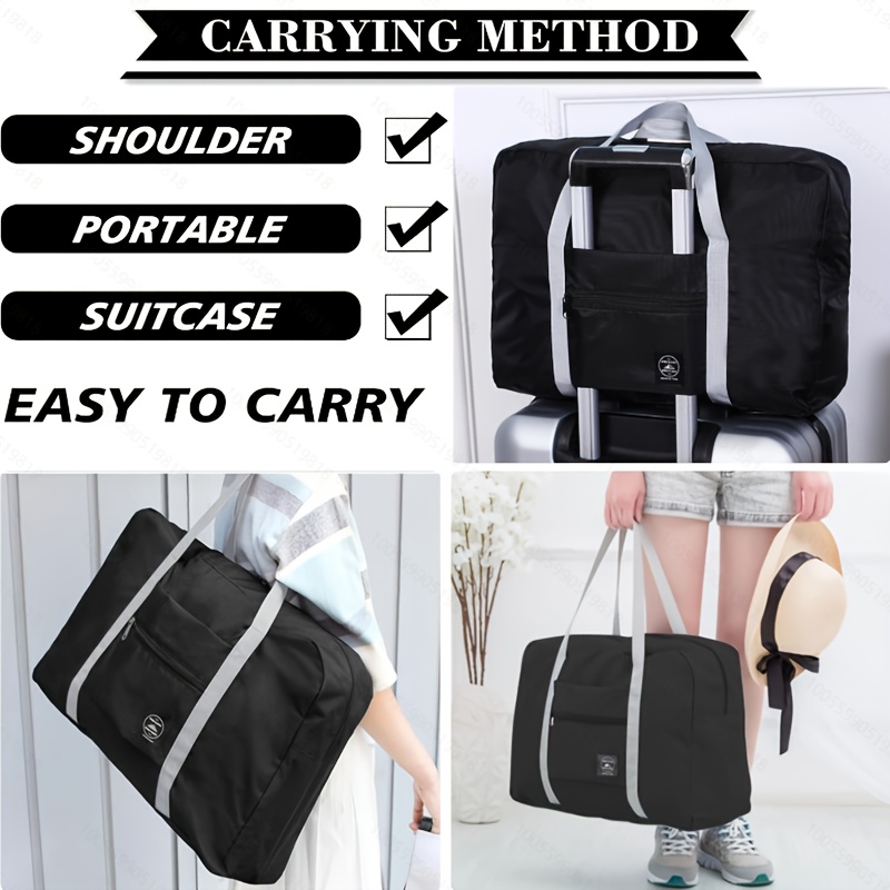 

1pc Foldable Denim Bag, Large Capacity Travel Luggage With Shoulder Strap, Portable Suitcase For Clothes And Quilt Storage, Easy To Carry