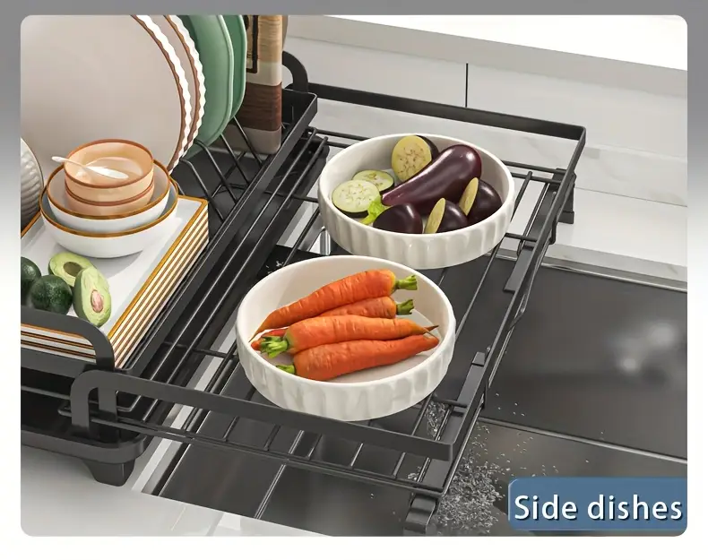 2 in 1 expandable rust resistant metal dish drying rack with pan slots utensil holder and for space saving kitchen counter and sink organization Product details 10