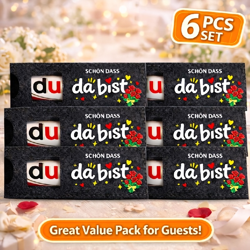 E-shop Geschenk für Sie/Ihn Geschenke für Sie/Ihn: Deutsche "Schön Dass Du Da Bist" Filz-Geschenktüten mit Rosendesign, für Hochzeiten, Taufen und