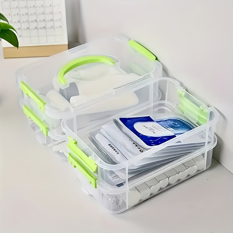 4 tier transparent storage box set stackable organizer with green handles ideal for jewelry hair accessories more accessory organization sleek storage box plastic construction jewelry organizer Product details 2
