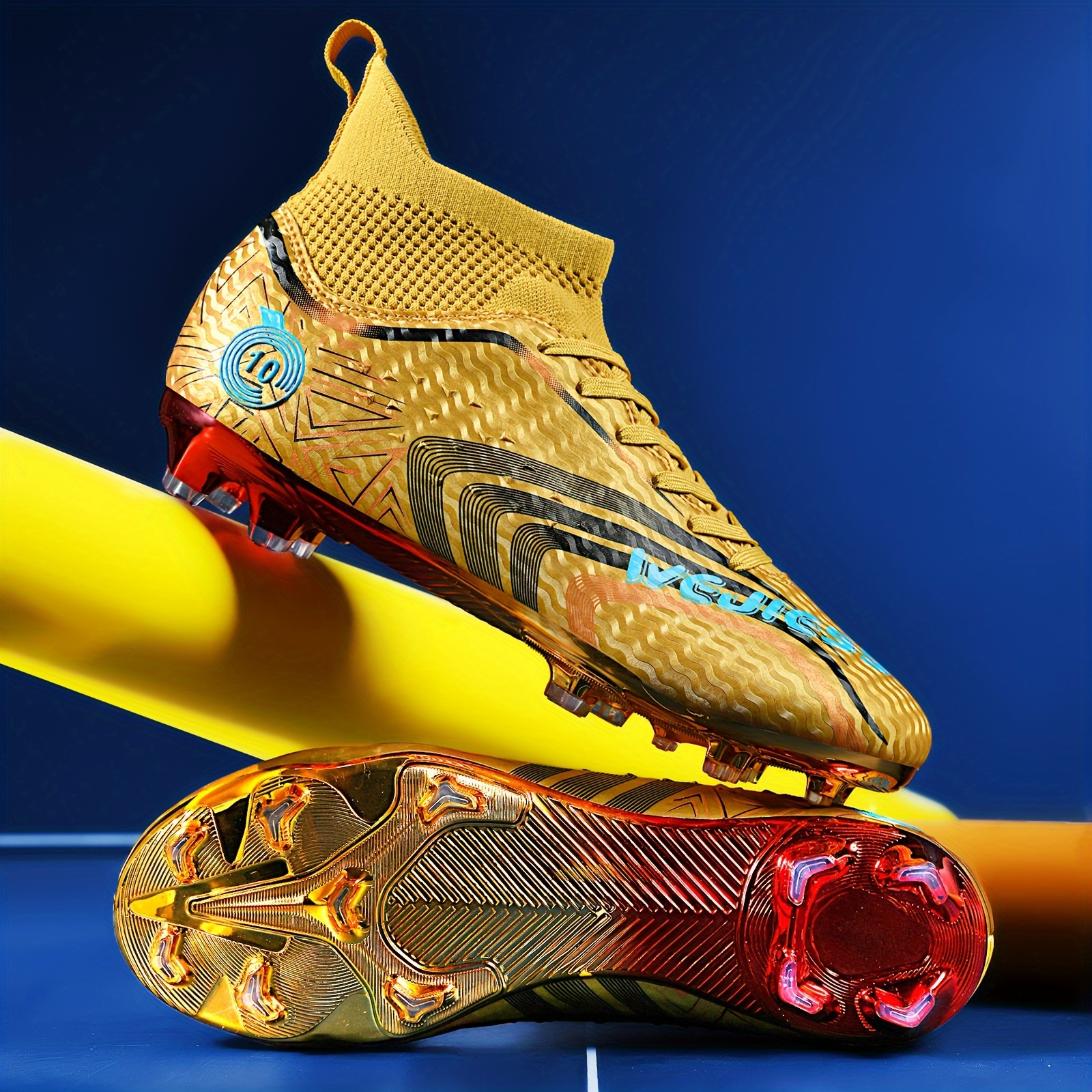 High Top Soccer Cleats with TPU Upper, Lace-Up Athletic Shoes HAOSHIDUO Mens Soccer Cleats Youth Athletic High Top Jamaica  main image 3