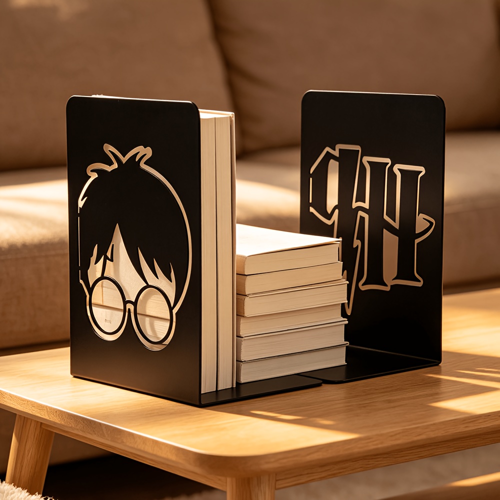 TEMU Bibliothèques Métalliques Harry Potter, Support de Livre Design Scar de , 4 Patins Antidérapants Ronds au Fond, Organisateur de Support de Livre