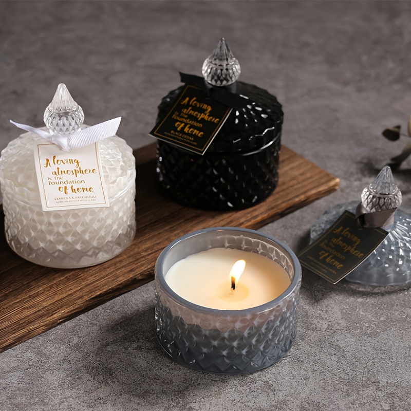 1pc   diamond   scented candle 3 color options white light blue black long lasting burn   elegant handmade gift for holidays birthdays home fragrance     fragrance   accessory fragrance enthusiasts 2