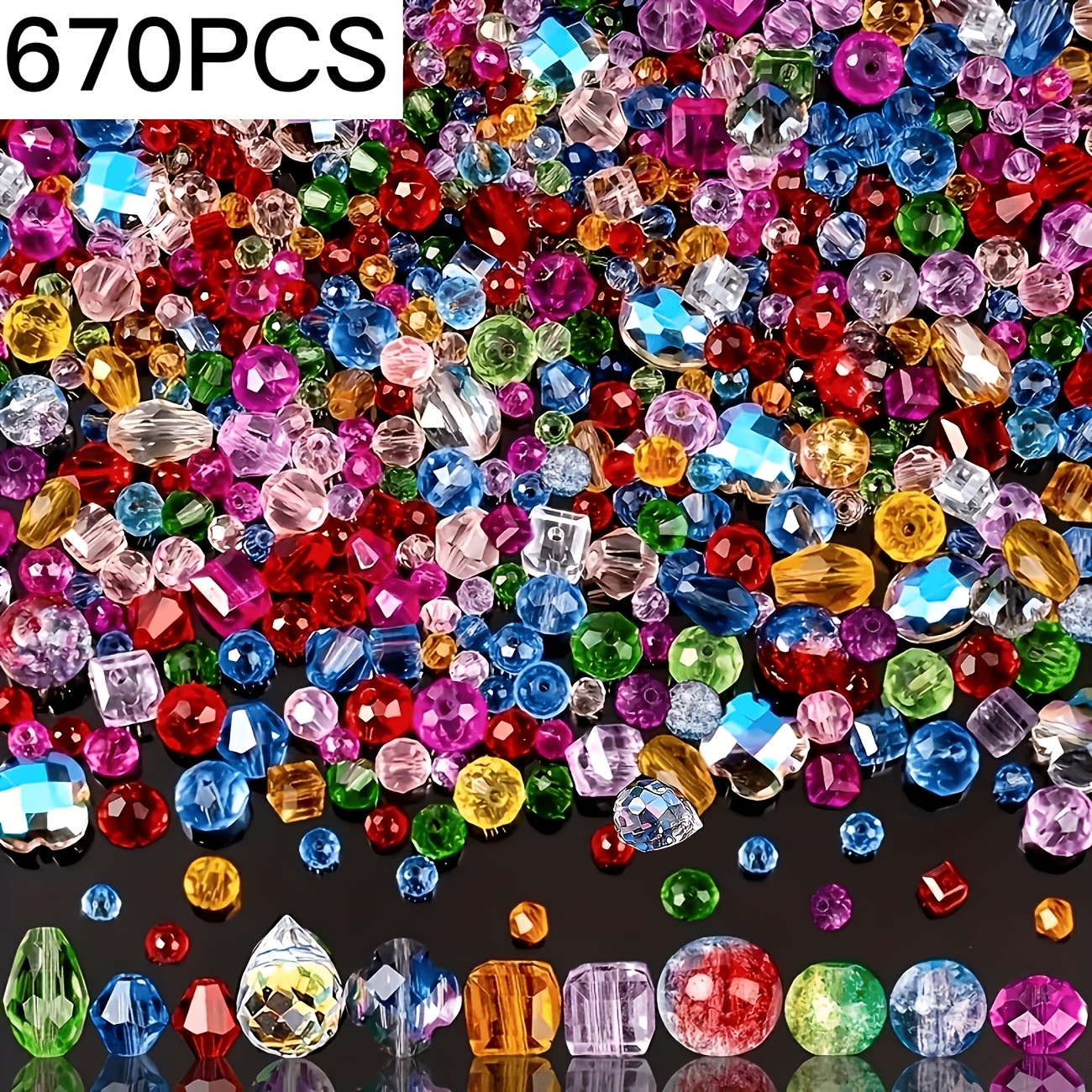 TEMU 270/470/670/800pcs Glass Beads Suitable For Jewelry Making - Multicolor Round Beads With Capsule Shape For Diy Crafts, Bracelets, Necklaces,