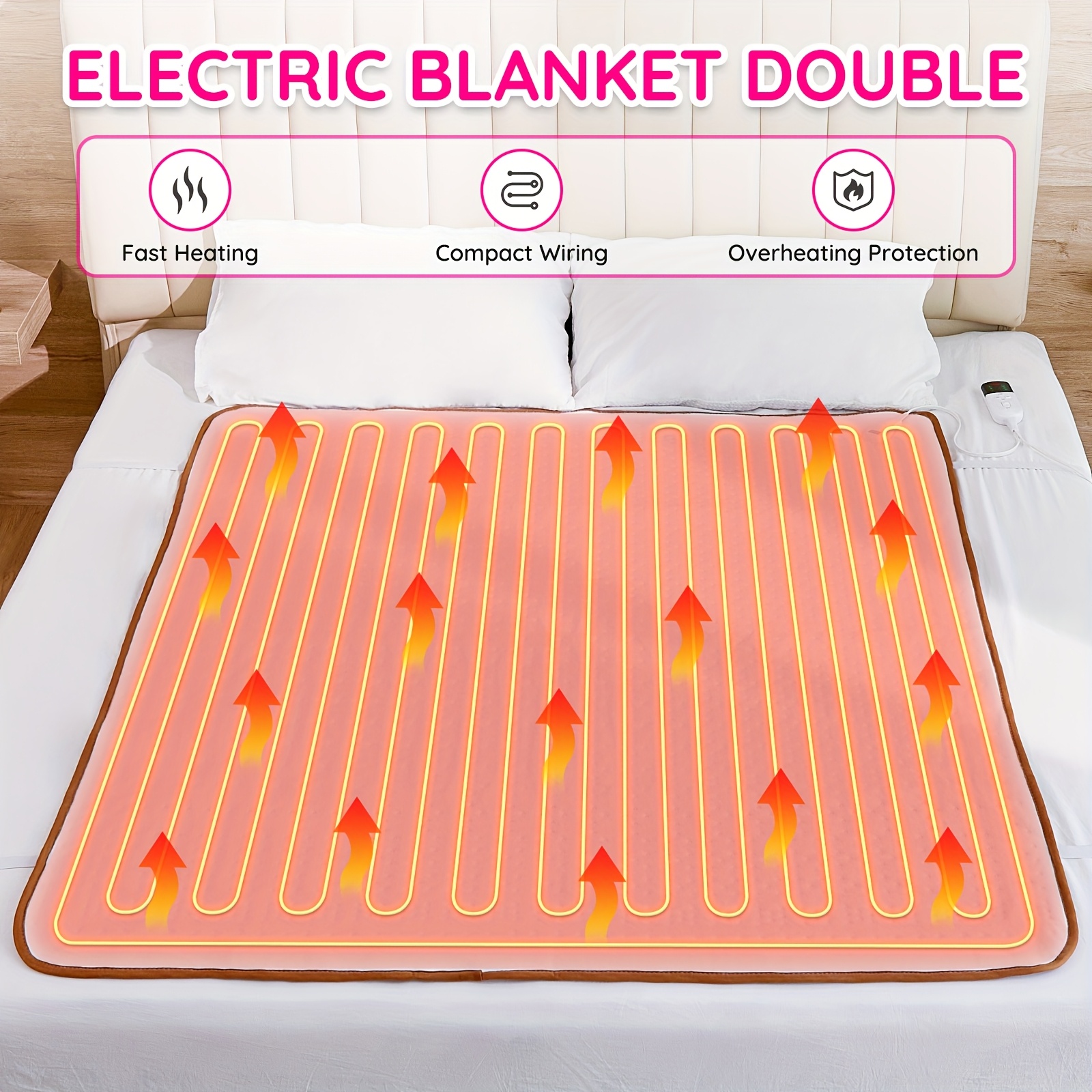 TEMU eléctrica con apagado automático, 150 x 80 cm, calefacción la cama con temporizador de 12 horas y 3 niveles de , protección contra