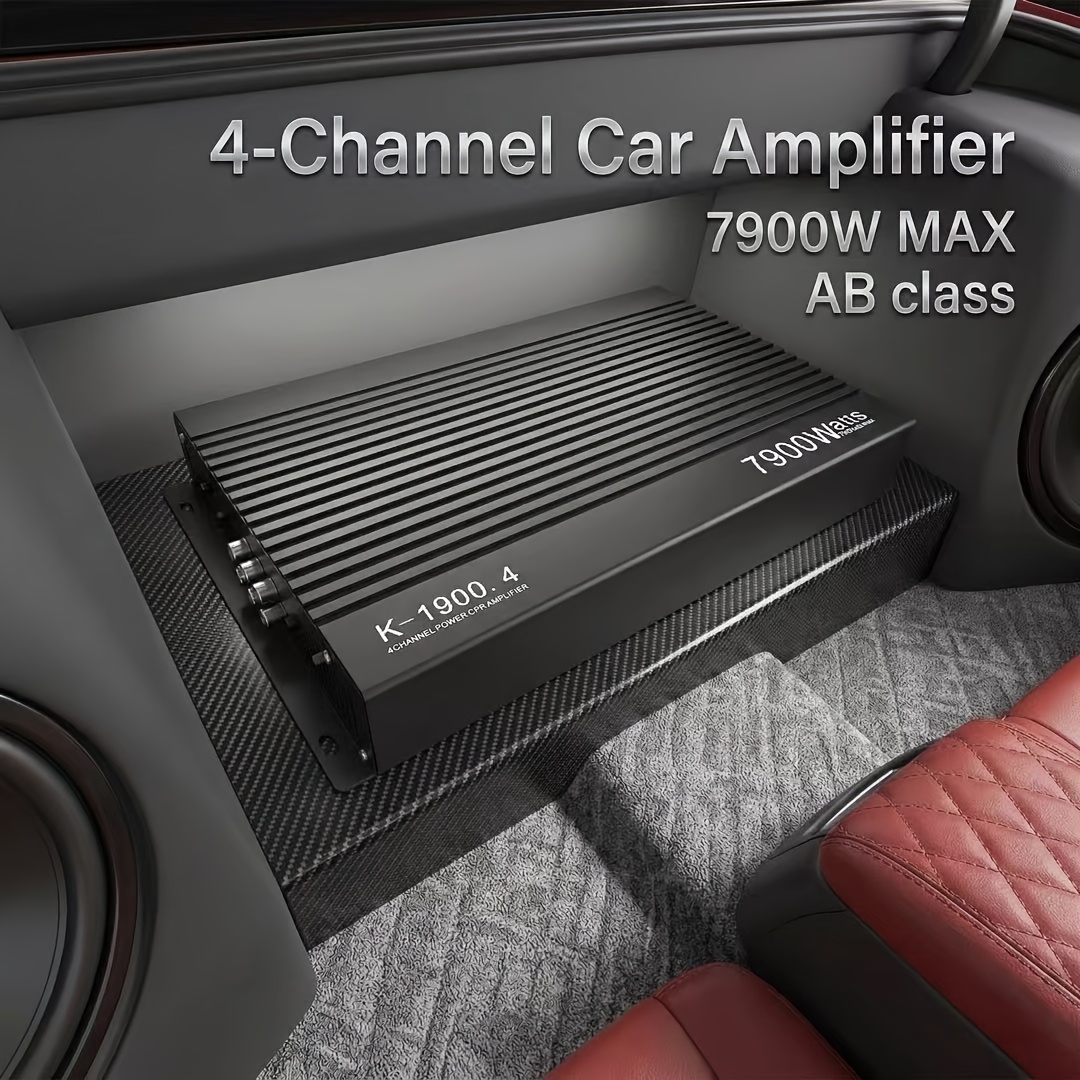   car amplifier 4 channel 7900w   1900 4 class ab 12v audio amp with advanced finned casing side vents ideal for car speakers subwoofers
