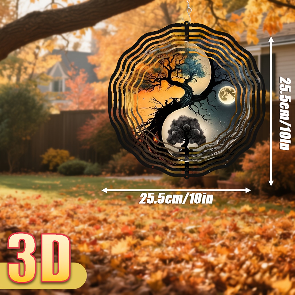 E-shop 1 Stück 3D Windspiel "Yin Yang Baum Lebensdiagramm" 25,5 cm/10 Zoll * 25,5 cm/10 Zoll mit Drehhaken, 360° DIY Kreatives Windrad, Batteriefreies
