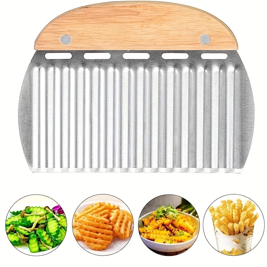 Image of 1pc, Crinkle Cutter For Veggies Stainless Steel Potato Carrot Chip Vegetable Crinkle Wavy Chopper Cutter French Fry Slicer