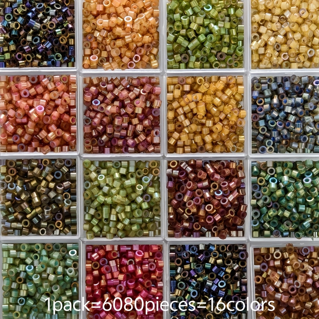 E-shop 6080 Stück, 16 Farben, Premium 2,5 mm Glasperlen, spezielle schillernde Glas-Reiskornperlen mit eingefärbtem Kern, handgefertigtes DIY-Zubehör