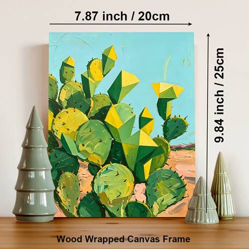 2d flat 1pc framed cactus poster modern retro desert landscape wall art suitable for home suitable for living room suitable for bedroom suitable suitable for bathroom suitable for dining room decor hanging canvas
