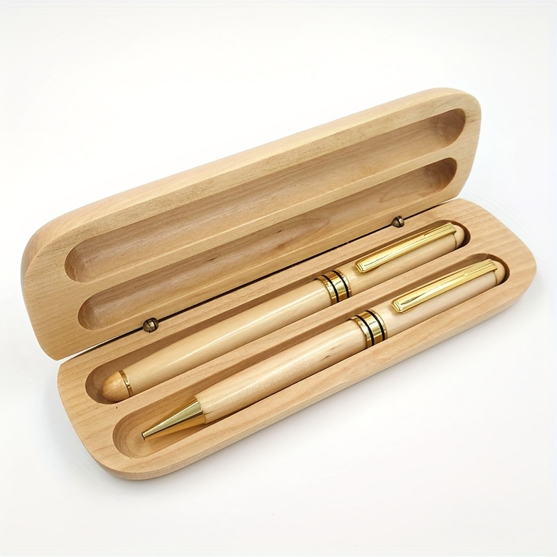 

Luxury Wooden Pen Set With Display Case - Handcrafted Ballpoint And Pens, , Medium Point, Twist Closure, Oval Shape For Men And Women - Elegant Gift Set, Pen, Business Pen Box, Pen