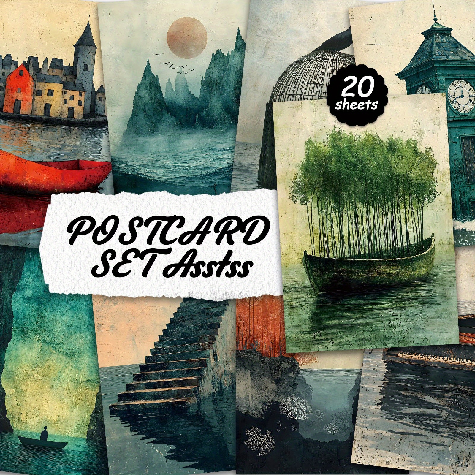 E-shop Ein Set von 20 Gedenkpostkarten für Kartonschreiben, glatte Oberflächen, Scrapbooking, Mülltagebücher, Bastelarbeiten, Grußkarten und