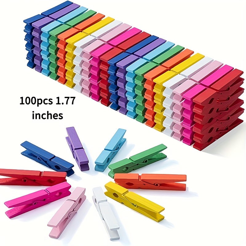 100pcs 4.5cm/1.77in Colorful Wooden Clips, Diy Decorative Photo Clips, Wooden Clothes Pins, Small Colorful Wooden Decorative Closure Clips, Clothespins, Clothes Pins