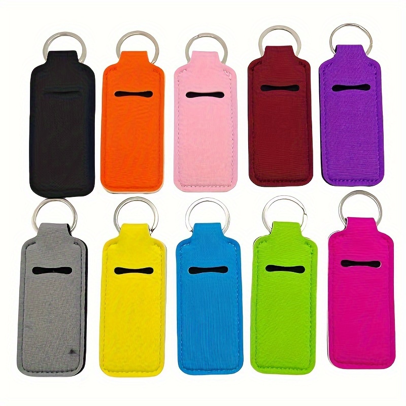 

20pcs Neoprene Lipstick Holder Keychains - Reusable, Portable Travel Clip Covers For Lip Balm & Cosmetics Tubes - Car Keychain Accessories