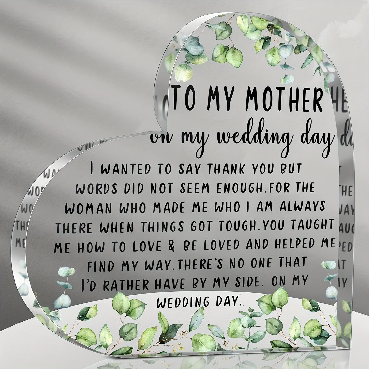 

1pc Gifts For Mother Of The Bride Mother Of The Bride Gifts From Daughter Thank You For Being The Best Mom Acrylic Heart Keepsake Wedding Gift From Daughter Thank You Wedding Gift (leaves)