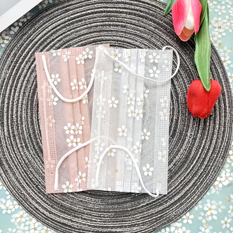 24pcs Sakura Face Masks, Breathable Disposable Ear Loop Masks