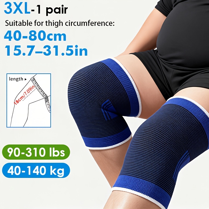 Image of 1 Pair - Extra Large High Elasticity Knitted Compression Knee Braces, Breathable And Comfortable Plus Size Knee Sleeves, Oversized Knee Supoport For , Blue, Suitable For Weight Up To 310lbs/ 140kg