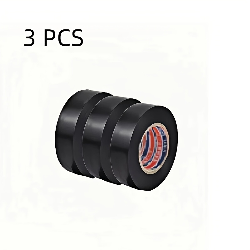 TEMU 3 Rolls Of Black Pvc Electrical Tape - Strong Bonding, Heat Resistant, Durable, Suitable For Wires, Racket Grips And For Home Use - Thermal