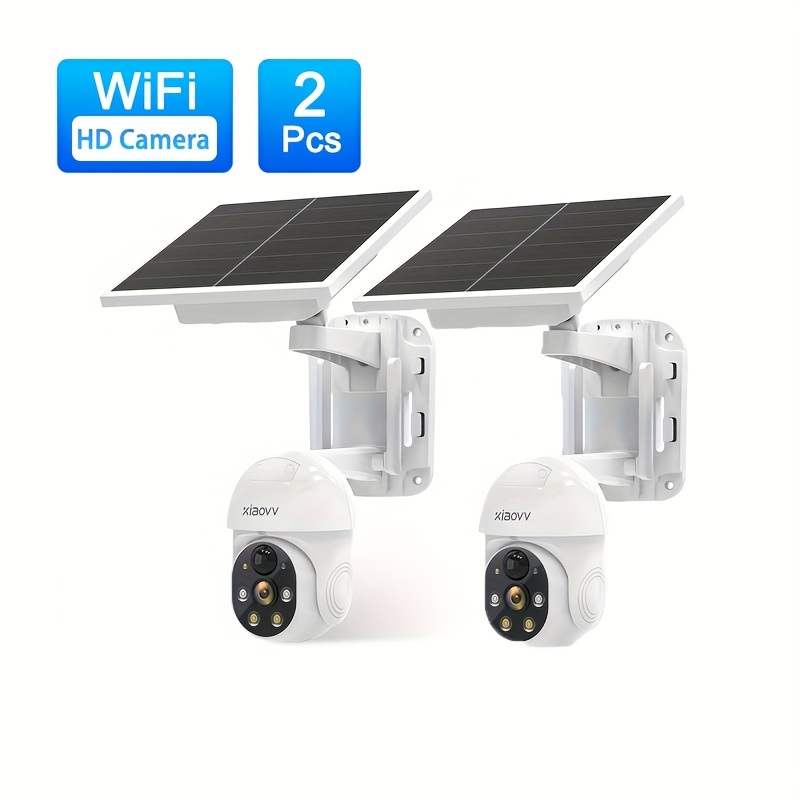 TEMU 1/2pcs 1080p Outdoor Solar Wifi Camera, Motion Tracking, Pir Detection, Night Vision, Audio