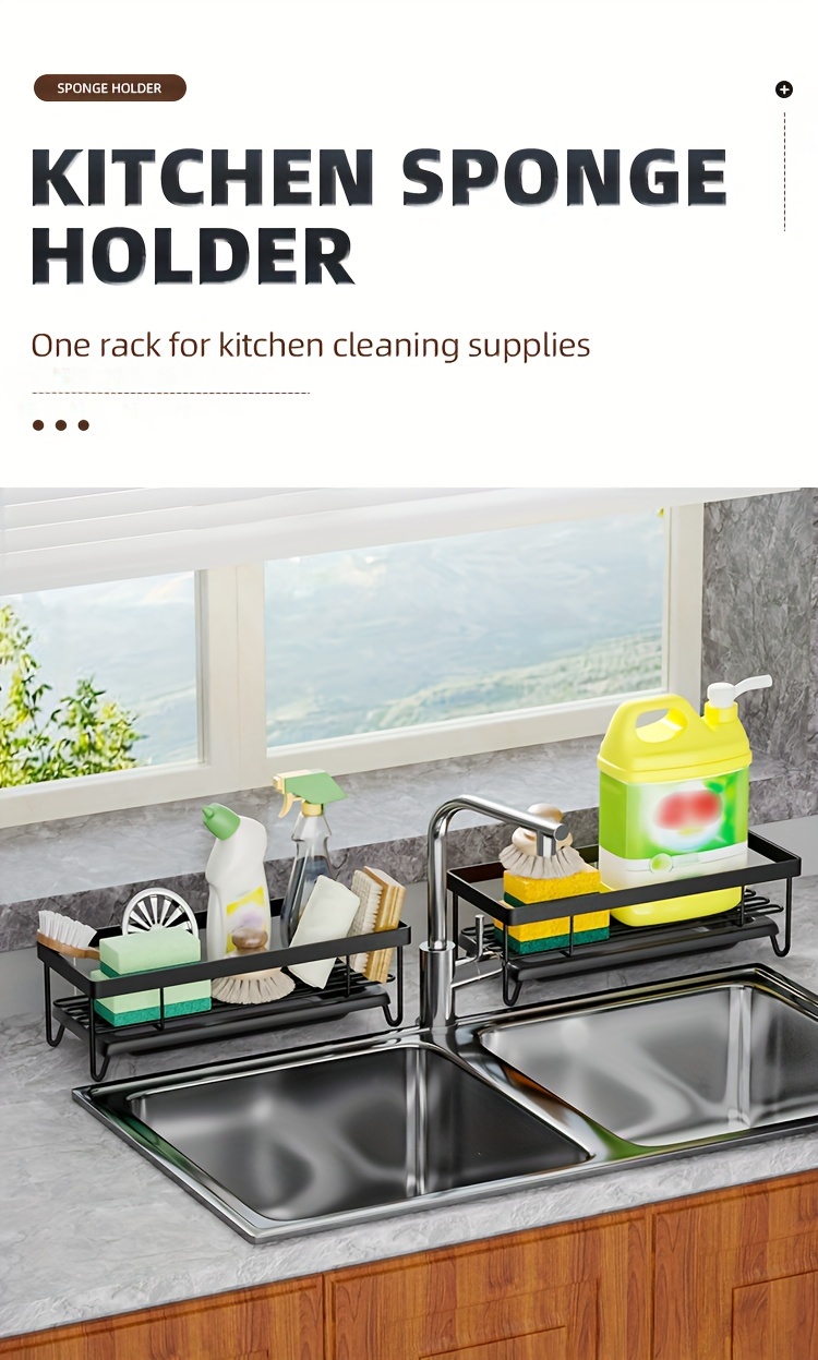 2 tier metal plastic dish drying rack with drain tray and swivel spout countertop kitchen storage organizer for dishes cutlery pots dish brush sponge holder multipurpose sink caddy for kitchen and bathroom accessories details 4