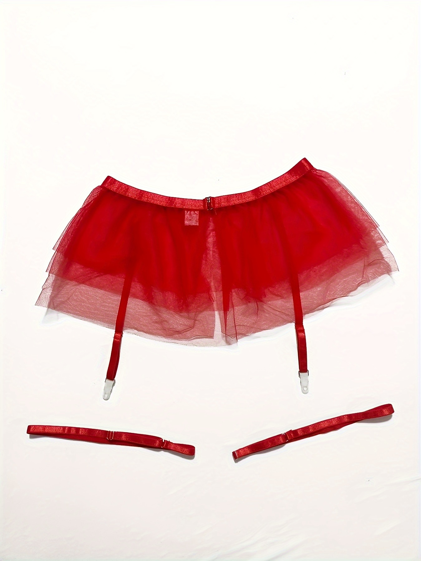 Red Mesh Garter Skirt