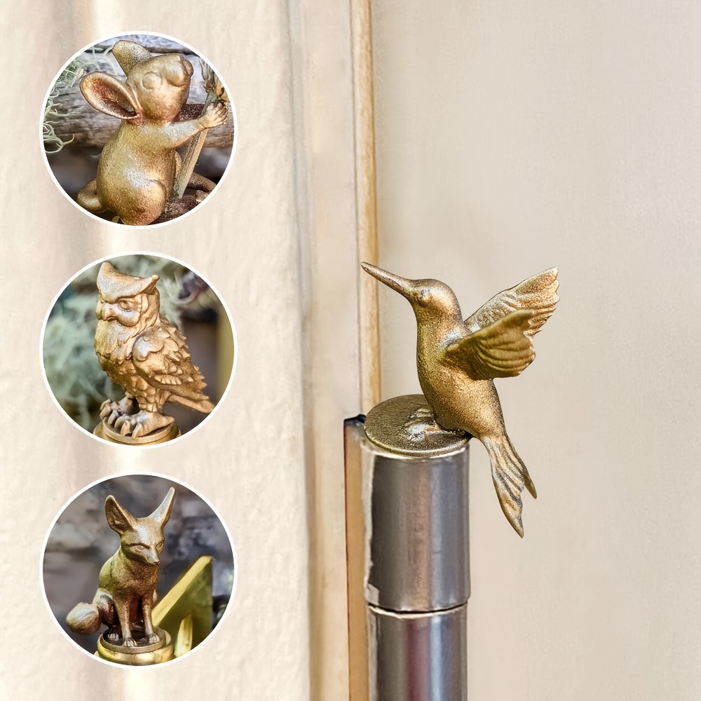 

1 Animal Door Hinge Head, Magnetic Bronze Hinge, Decorative Cabinet Furniture , Decorative Accessories Featuring Birds, , Rabbits, And Foxes As Gifts.