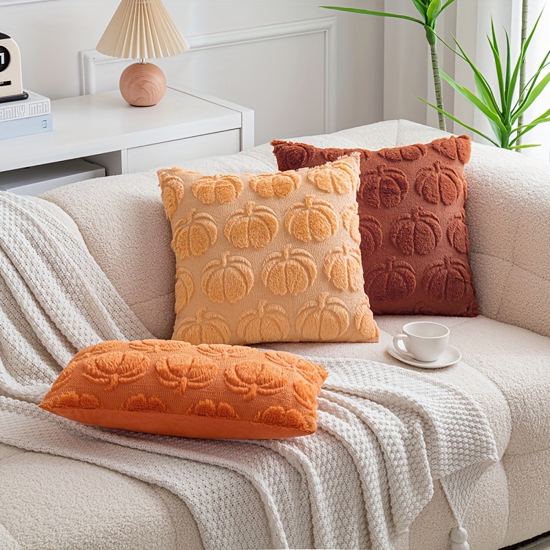 

1pc Chic Pumpkin Embroidered Throw Pillow Cover - Decor, Living Room & Bedroom Sofa - Zip Closure, Hand Wash Only (pillow Not Included) Decorative Pillow Covers Pillow Covers For Living Room