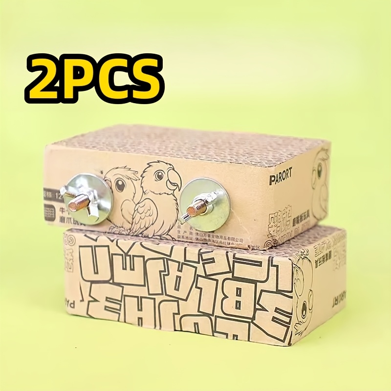 TEMU [Paquet de 2] Jouets à mâcher pour perroquets en carton, perchoirs à aiguiser le bec pour cockatiels et , jouets anti-gonflement et