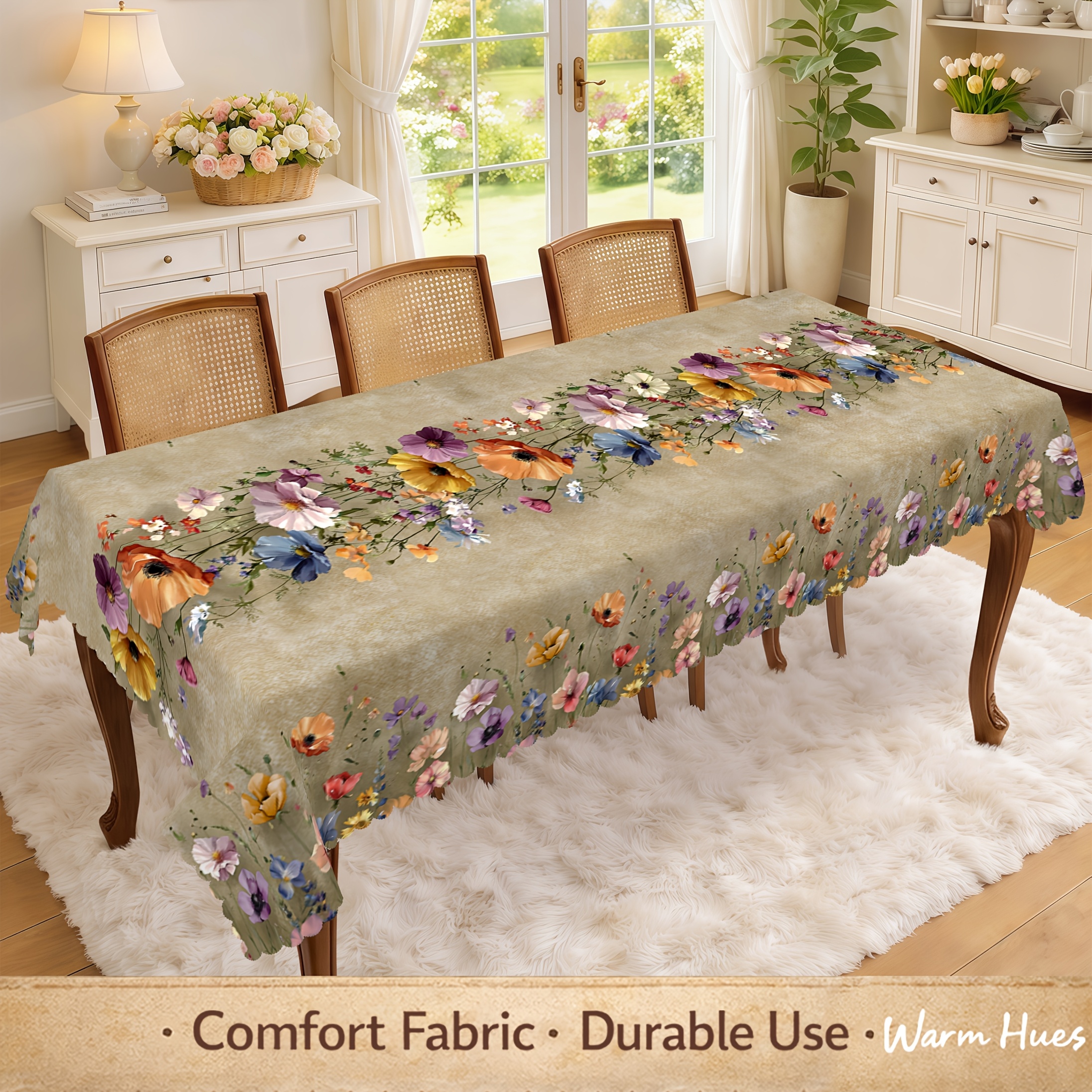 TEMU 1pc, Nappe Florale Marron Vintage, Multicolore Élégant pour Floraux, Cadeau pour des Fleurs, Parfaite pour , à Manger, , pour la Décoration