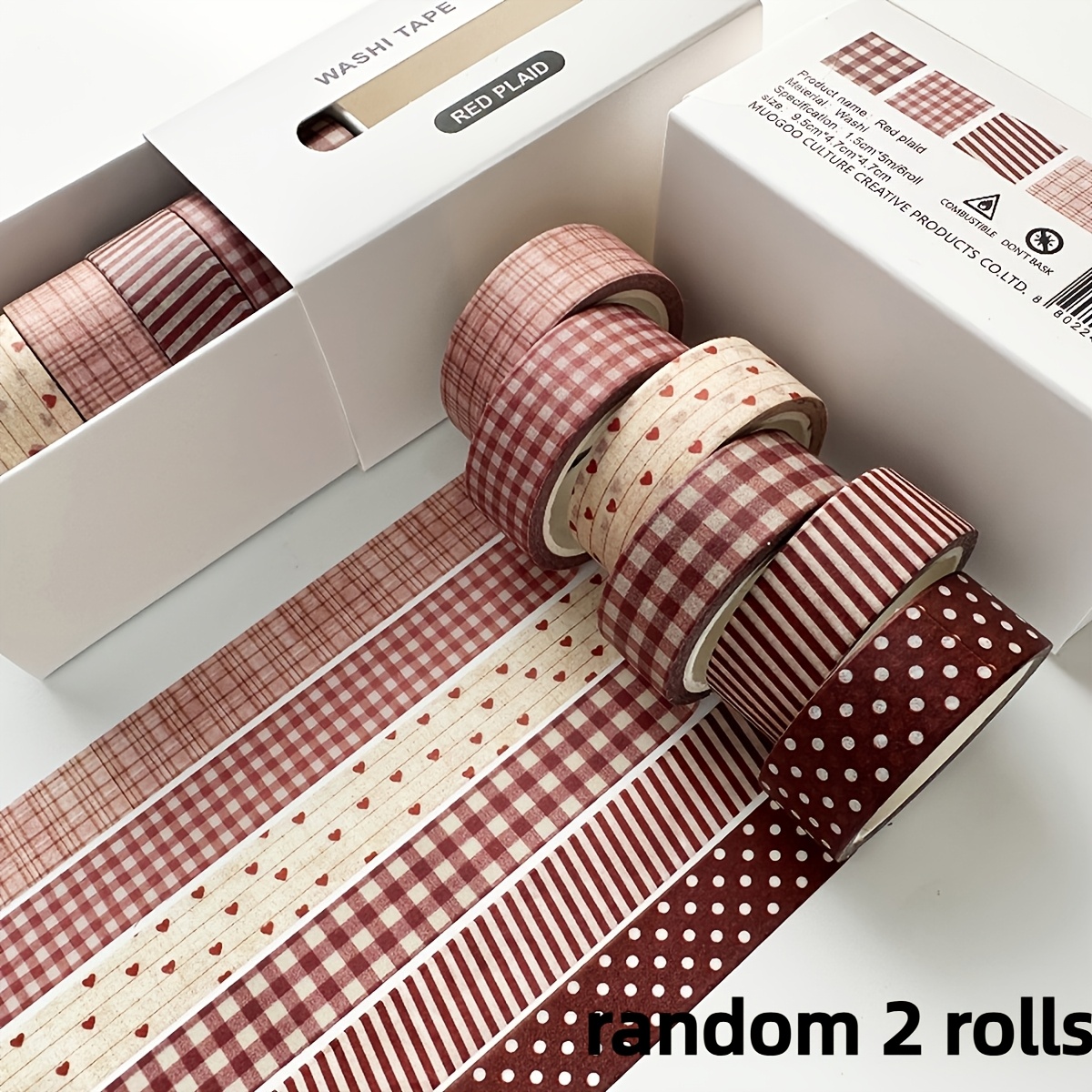 TEMU 2 Rouleaux de Ruban Washi à Carreaux Vintage pour Fournitures, Bricolage, Scrapbooking et Emballage Cadeau - Ruban pour Journal de 1,5 cm de