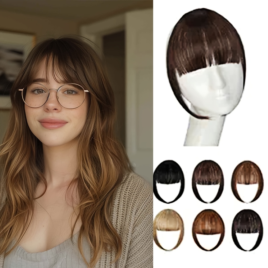 elegant french   in bangs with sideburns 100 human hair lightweight seamless for   for daily wear easy styling bangs clip human hair details 7