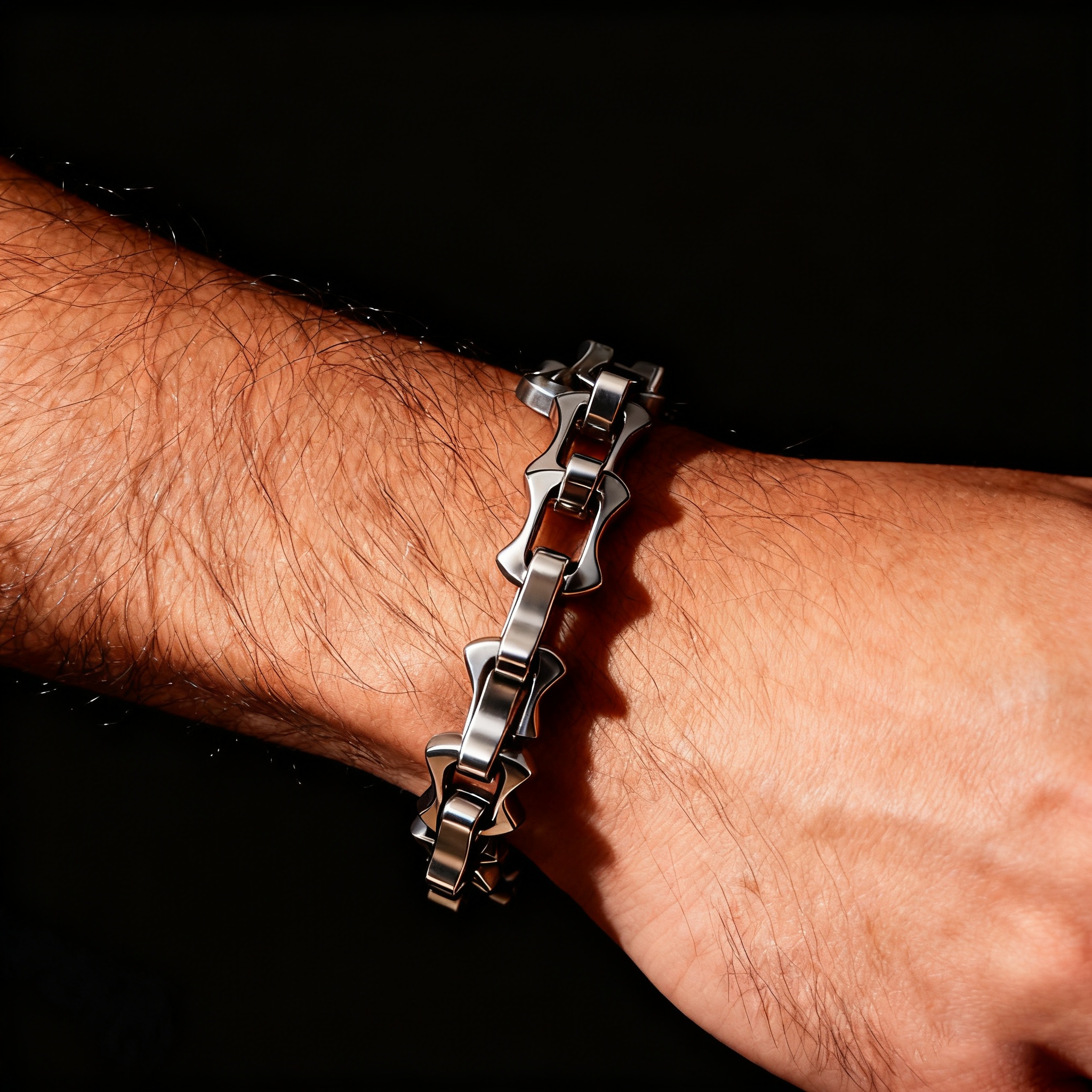 TEMU Men's Heavy-duty 304 Stainless Steel Bracelet - Adjustable 1.1cm Wide, 23cm Length (.1/10+) - Hip-hop Style Minimalist Jewelry Gift For