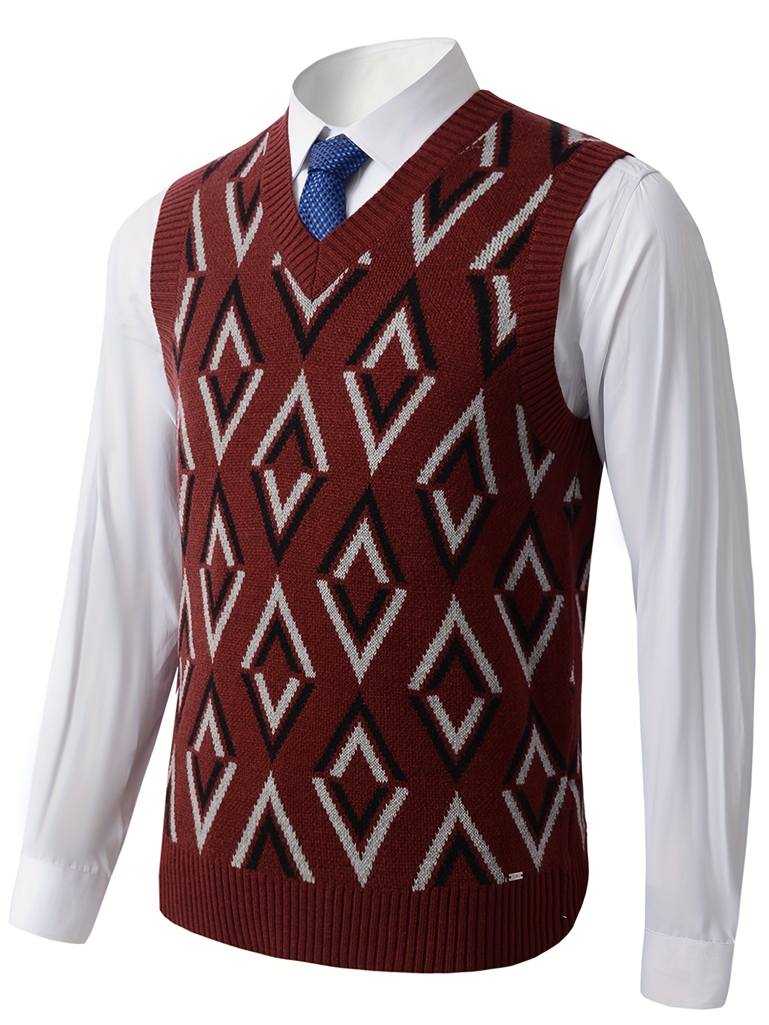men's fit argyle knit vest soft v neck pullover sweater - Temu men's fit argyle knit vest soft v neck pullover sweater - Temu